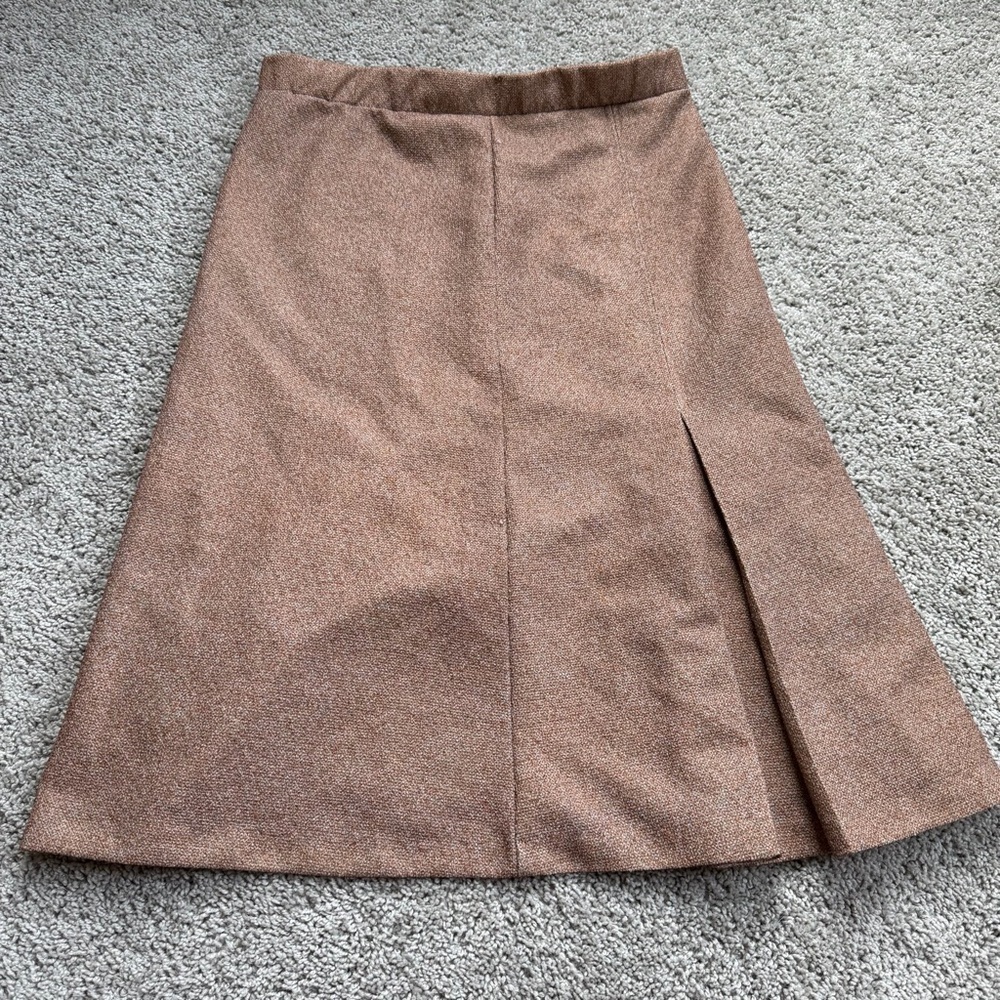 Vintage Tan Brown Midi Skirt Size 11/12